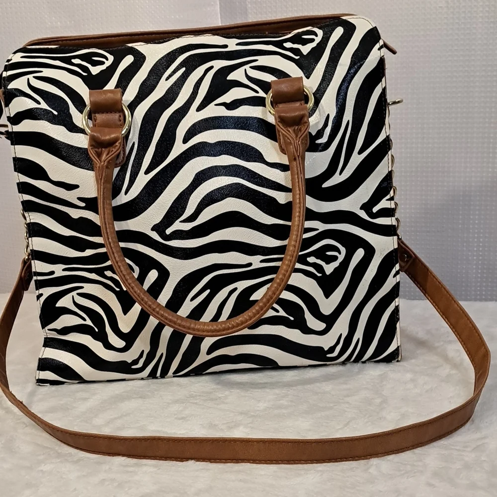 Brown and Black Zebra Print Women's Bag